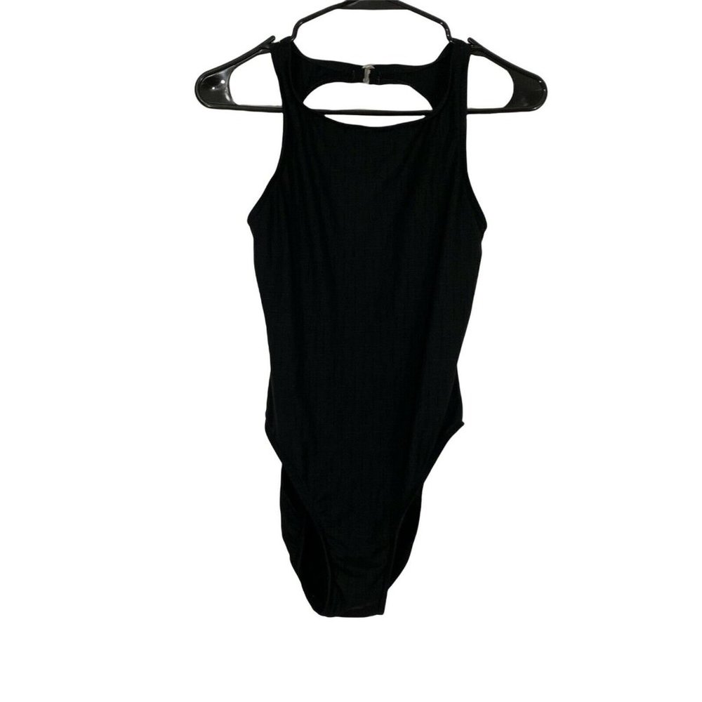 Bolero Womens Black Stretch Wide Strap Wireless Padded One Piece Swimsuit Size 8